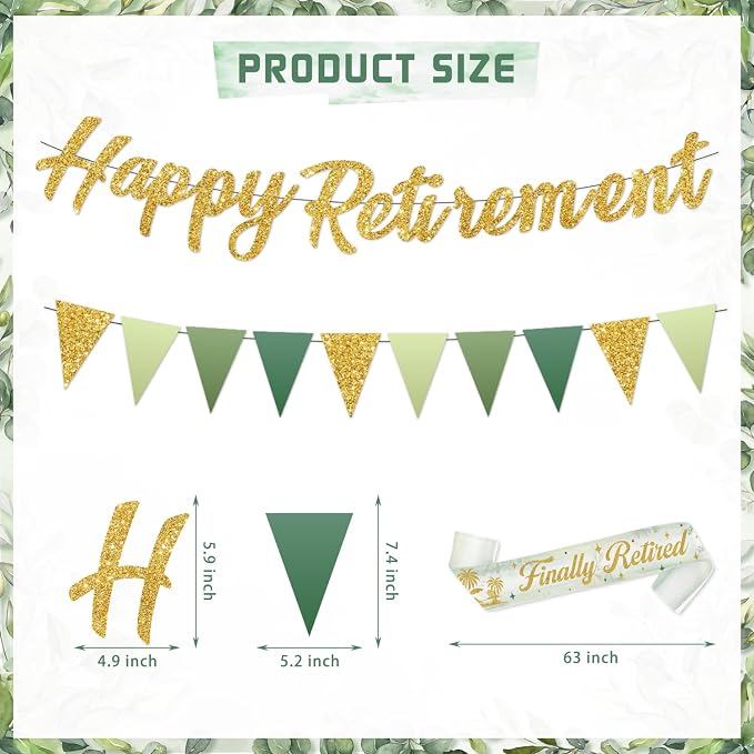 KOTLMIGHT Green Retirement Party Decorations Decor - Image 3