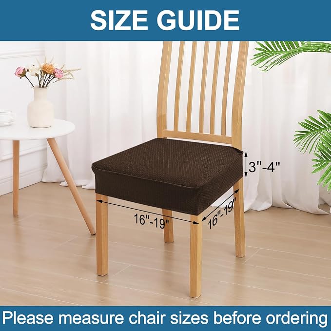 Smiry Waterproof Seat Covers for Dining Room Chairs, No Rear Covers | Stretch - Image 2