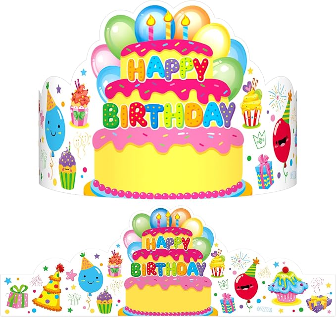 Pack of 36 Birthday Crowns for Kids by AUGTHEEP
