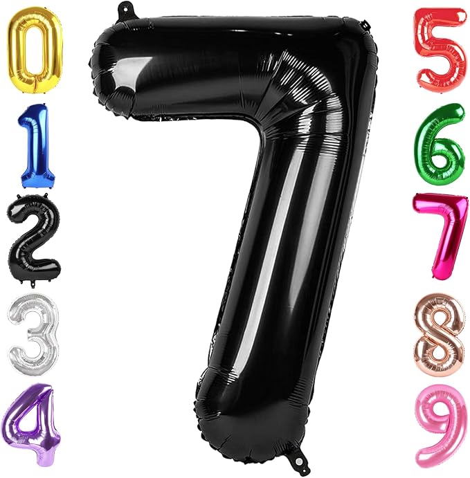 40 Inch Black Number 7 Balloon Birthday Party Decorations by Hadoife