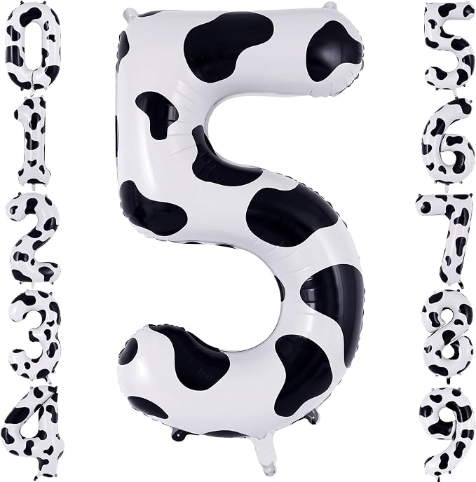 40" Cow Print Foil Number 5 Balloon by TNCDJKPA