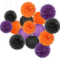 Purple-Orange Black Party-Decorations Paper-Flowers Lanterns by Hugfond