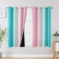 Pink and Teal Blackout Curtains 45 Inch Length, Full Light Blocking Gradient by ESTELARTEXTILER