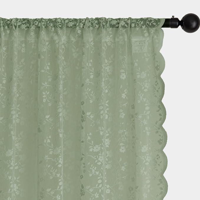 Anmao Vintage Lace Sheer Curtains 96 Inches Long - Image 6