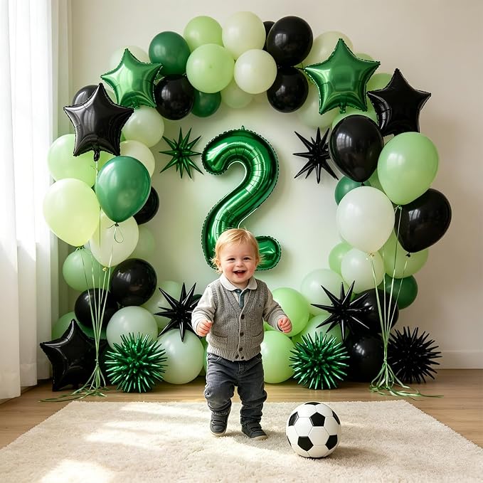 TONIFUL 2nd Birthday Balloons Kit 40 Inch Dark Green Large Number 2 Balloon | - Image 6