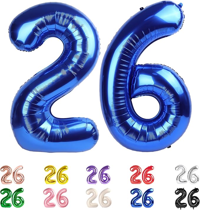 26 Balloon Numbers 40Inch for 26 Year Old Birthday Decorations, Dark Blue | by Mluchee