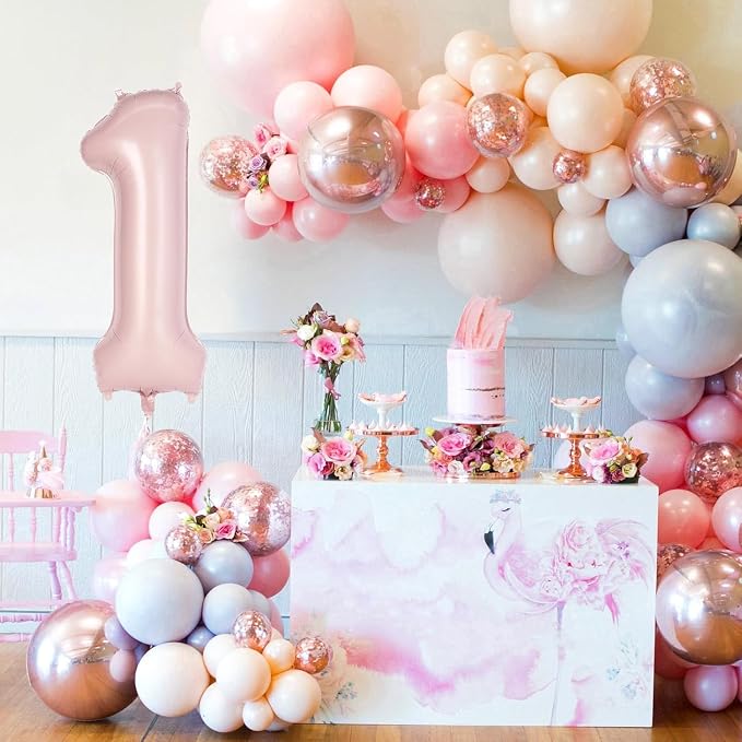 Light Pink Number 11 Balloon, 40 Inch Giant Mylar Number Balloons, Large Foil - Image 3