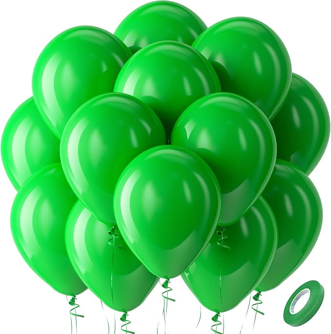 Bezente Green Balloons Latex Round Helium Party Balloons 100 Pack 12 inch | by Bezente