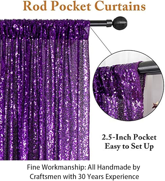 ShinyBeauty Purple Sequin Backdrop-Curtain 4FTx8FT, Photography & Photo Booth Background, Christmas Backdrop