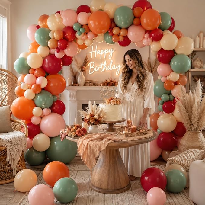 HILAVO Fall Balloons Terracotta Burnt Dark Orange Brown Tan Coffee Sage Green - Image 6