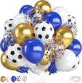 Soccer Balloons, 12 Inch Navy Blue Gold and White Soccer Balloons by FunHot