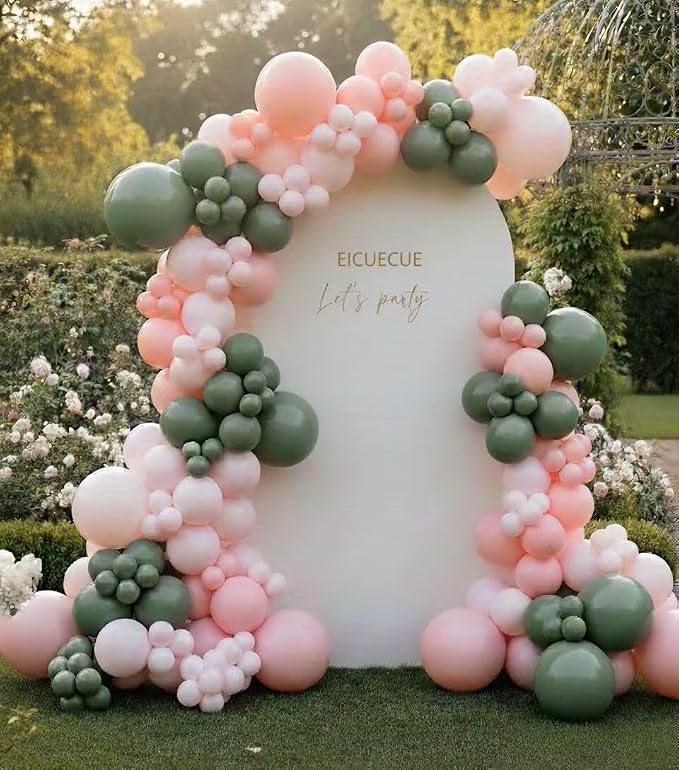 Pink and Green Balloons Garland Arch Kit 154Pcs - Image 7