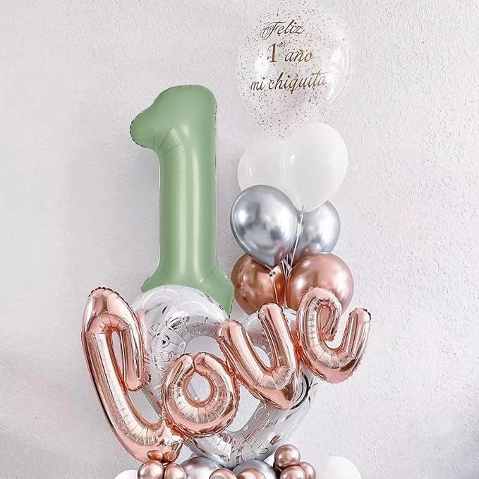 40 Inch Green Number Balloon 0 Olive Green Foil Balloon Sage Green 0 Balloons - Image 5
