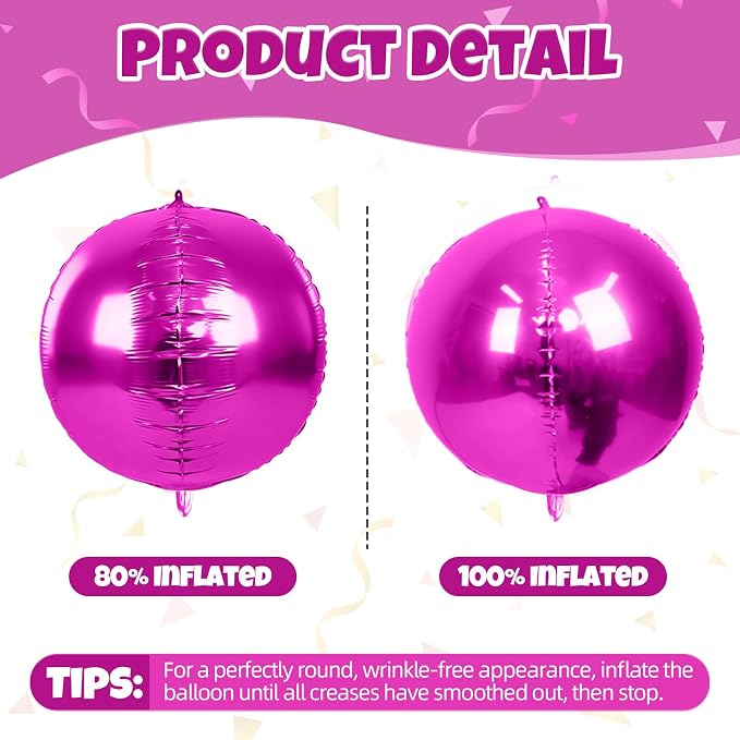 12Pcs Hot Pink Round Balloons Foil, Large Hot Pink Metallic Balloons - Image 8