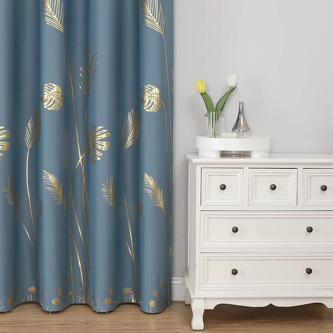 Stone Blue Blackout Curtains for Living Room 90 Inch Length 2 Panels Set - Image 2