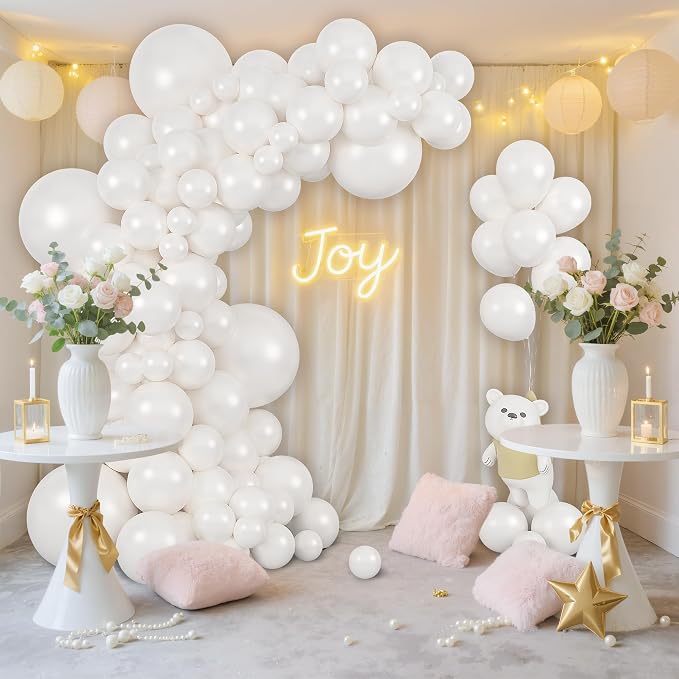 164Pcs Pearl White Balloons Garland Arch Kit Different Sizes | 18 12 10 5 inch - Image 6