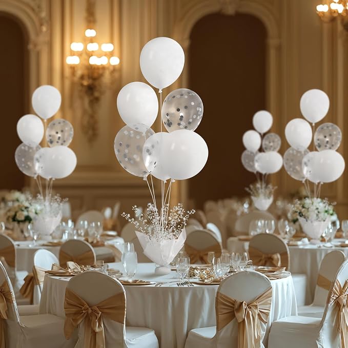 2 Set White Table Balloons Centerpiece - Image 4