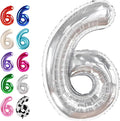 Silver Number 6 Balloon 40 inch, Balloon numbers party supplies, deco photo by Upgesy