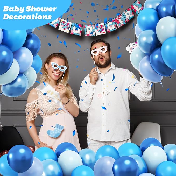 RUBFAC Blue Balloons, Light Blue Birthday Balloons 65pcs Pearl Pastel Party - Image 4