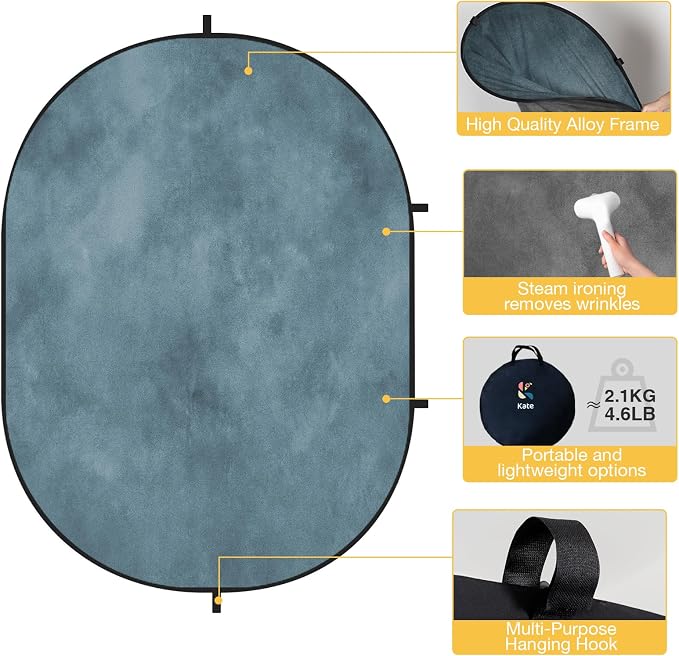 Kate Collapsible Backdrop Gray Photography and Video Backdrop 136 | 5x6.5ft - Image 7