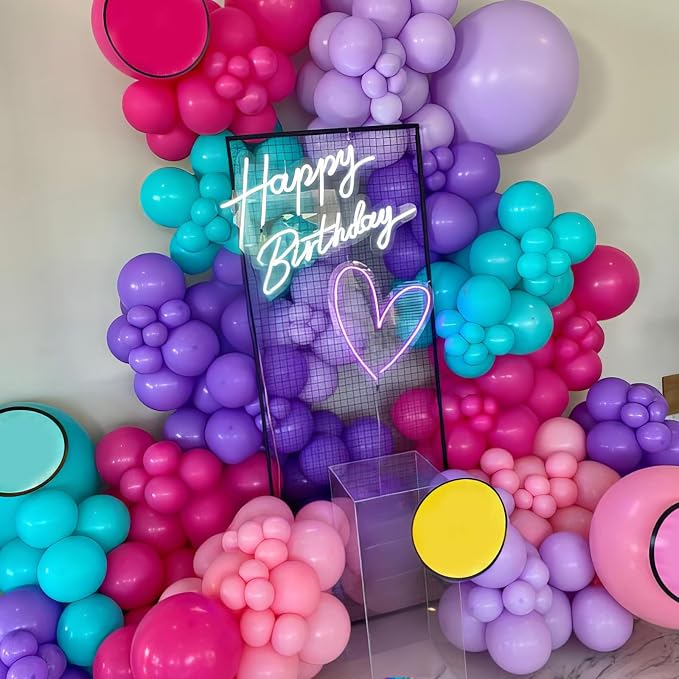 Pink Blue Purple Balloons, Hot Pink Metallic Purple Teal Blue Balloon - Image 3