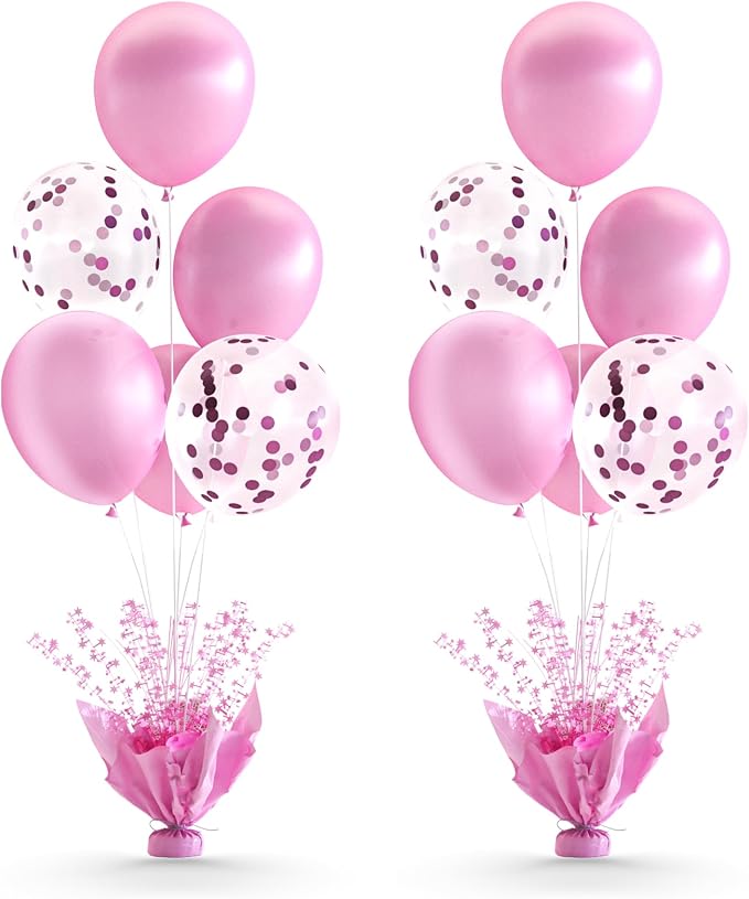 2 Set Pink Table Balloons Foil Spray Centerpiece by Suppromo