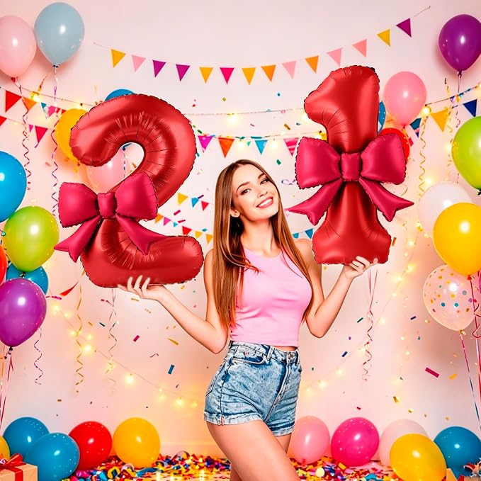 40 Inch Number 1 Balloon with Bow, Coquette Aesthetic Foil Balloon - Image 4