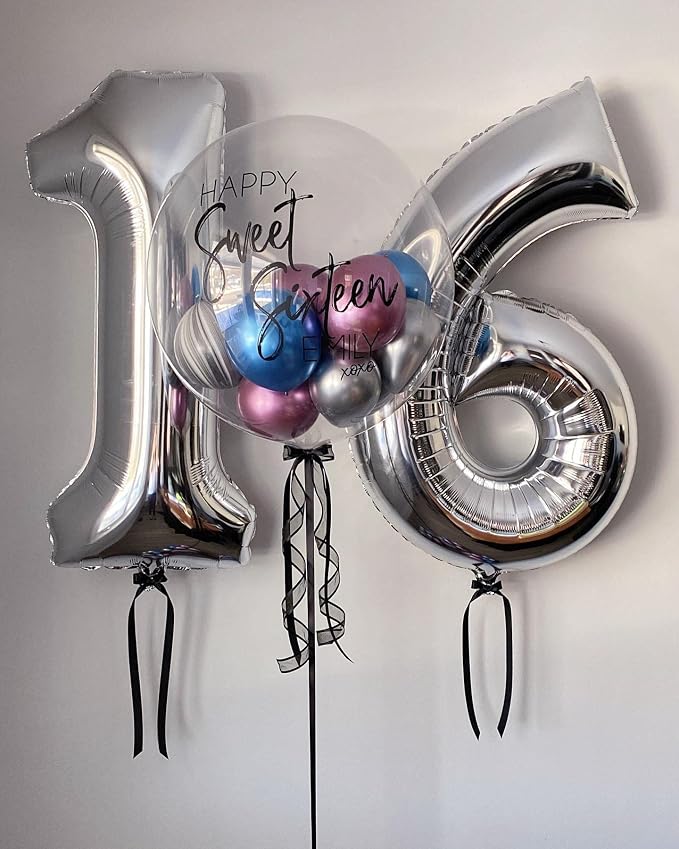 40 Inch Silver 16 Number Balloons Giant 16 or 61 Balloons Silver Birthday 16 - Image 7