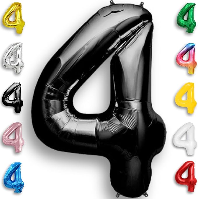 Black Number Balloon Four Mylar Foil Balloons 16 inch Small by Unknown