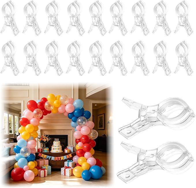 20 Pack Balloon Arch Clips, 3.5 Inch Clear Clips by TAEAFER