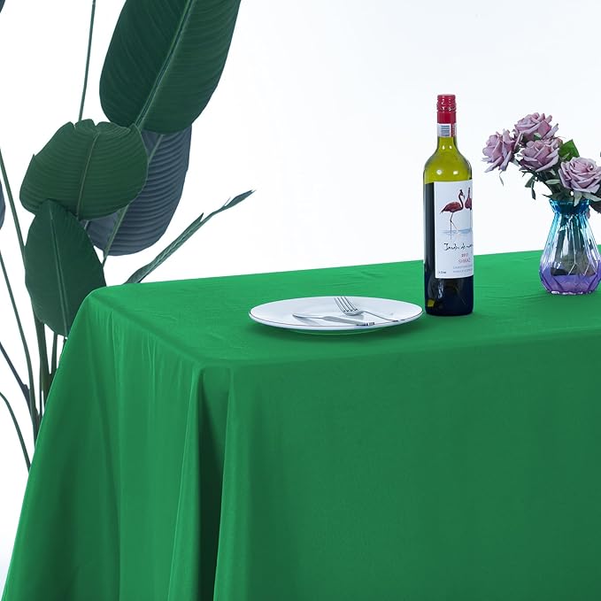 Ascoza 2pack 90x156 Inch Emerald Rectangular Tablecloth 8 Feet Table Cloth in Polyester Fabric for Wedding/Banquet/Restaurant/Parties