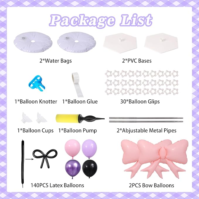 Pink and Purple Black Balloon Column Stand Arch Kit Set of 2 - Image 3