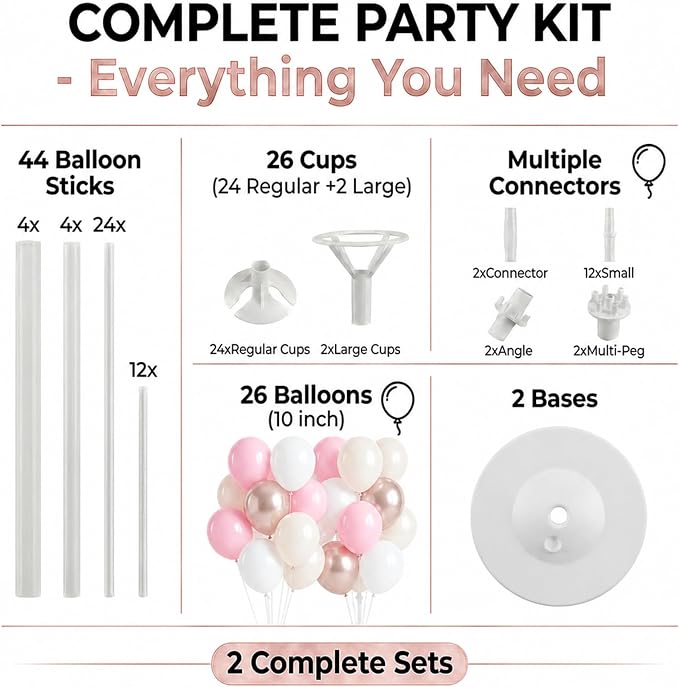 2 Set Pastel Gold Balloon Column Adjustable Kit - Image 2