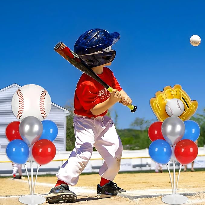 4 Sets Baseball Party Balloons Stand Kit, Baseball Party Balloon Centerpiece - Image 5