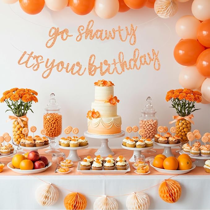 BEISHIDA Light Orange Pre-Strung Go Shawty It's Your Birthday Banner Decor | - Image 5