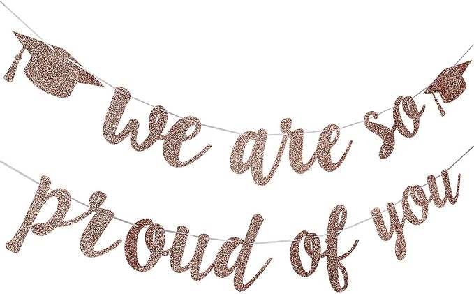 2026 Graduation Banner Party Decorations Rose Gold We are So Proud of You - Image 2