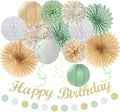 Champagne-Gold White Sage-Green Women Birthday Decorations Huglony | 21pcs Boho by Huglony