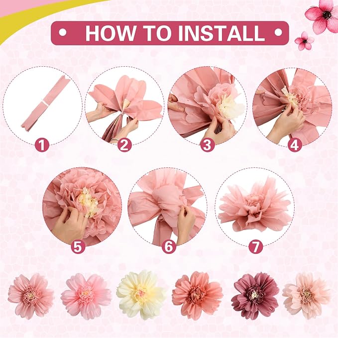 TaoBary Large Colorful Tissue Paper Flowers Giant Fiesta Paper Pom Poms - Image 3