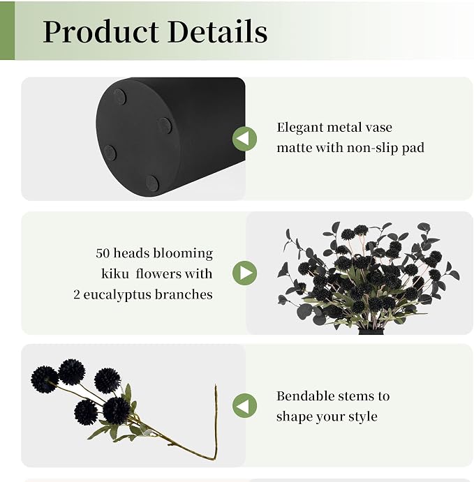 BLOSMON Black Flowers Artificial - Image 9