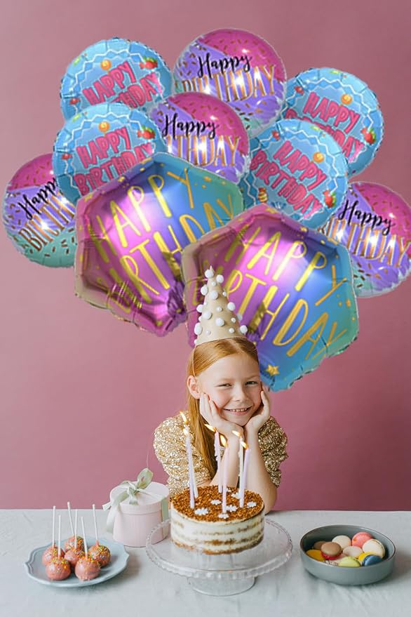 5 Pcs Colorful Happy Birthday Balloons Birthday Party Decorations | Hexagon - Image 5