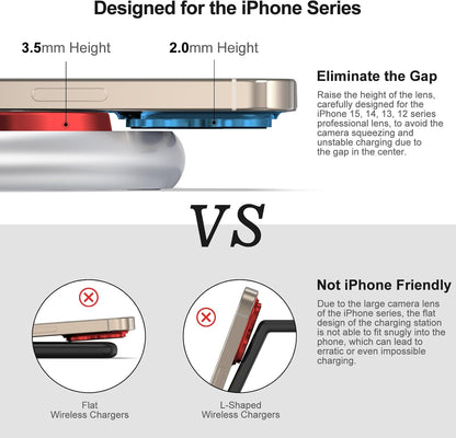 3 in 1 Charging Station for Apple Devices, Faster Mag-Safe Charger Stand, Magnetic Wireless Charger Station for iPhone 16 15 14 13 12 Pro Max Plus, Apple Watch iwacth & AirPods, Adjustable Angle