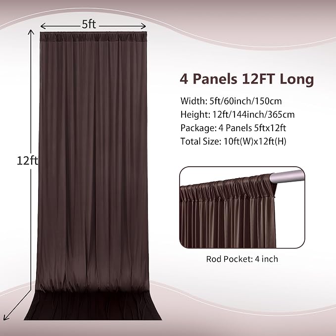 20×12ft Wrinkle Free Brown Backdrop Curtain - Image 4