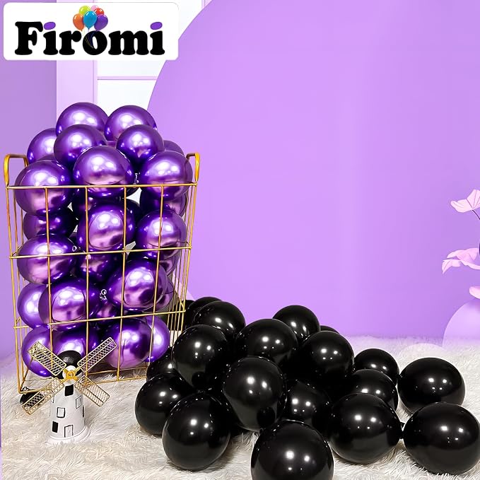 Firomi Small Black Balloons 5-inch 100 Pack | Helium Metallic Shiny Round Black - Image 5