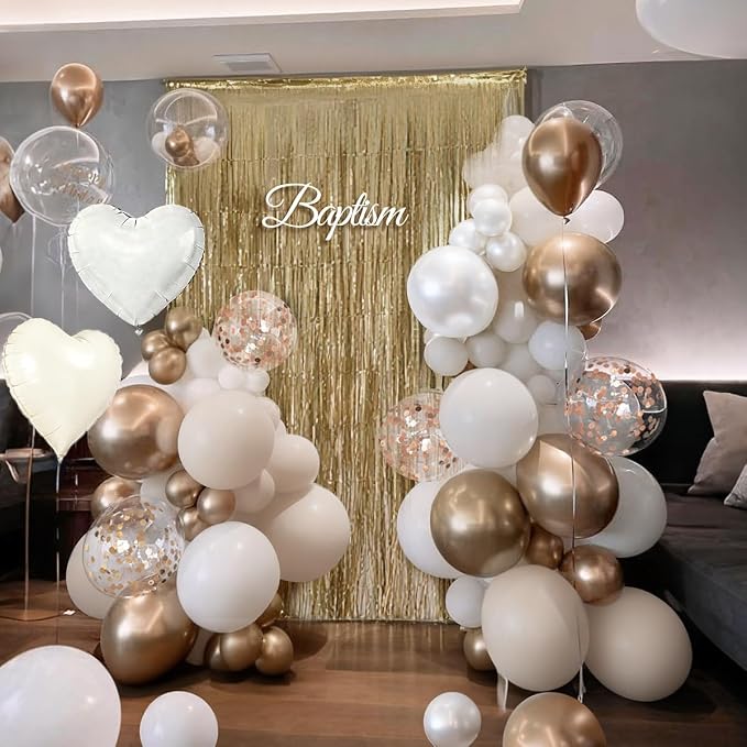 White and Champagne Gold Balloons Garland Arch Kit - Image 6