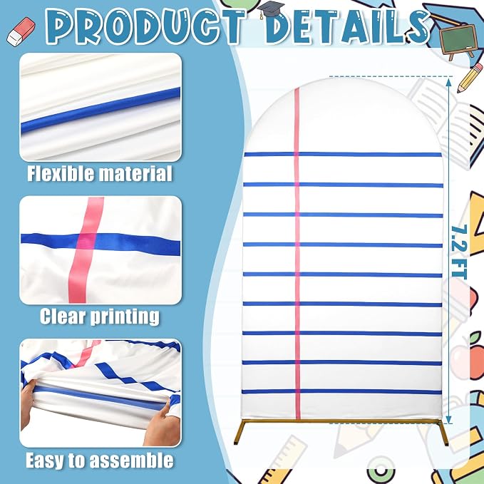 SmoothNovelty 193 Pcs Back to School Arch Backdrop Cover, 7.2 ft Notebook Arch - Image 3