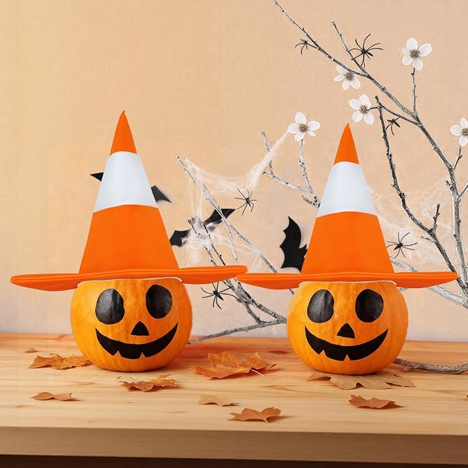 Orange and White Traffic Cone Hat, Funny Halloween Traffic Costume Accessories - Image 3
