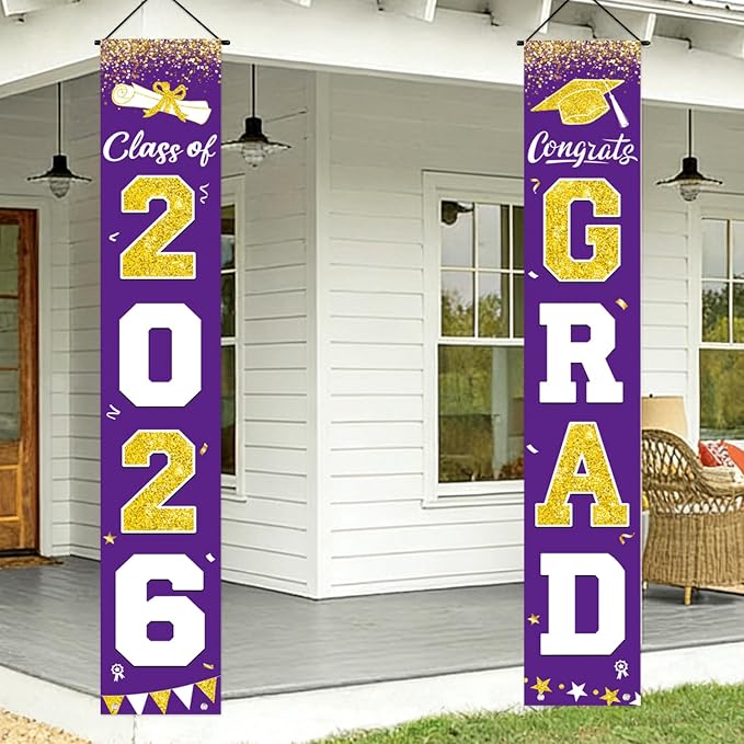 Graduation Decorations 2026 Porch Banner, Graduation Banner Class of 2026 by LINHAXM