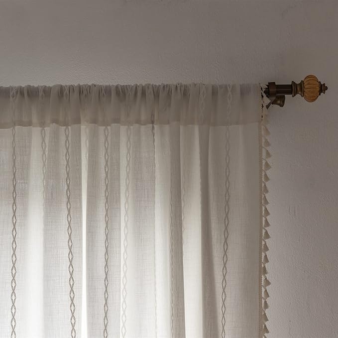 RoomTalks White Boho Kitchen Valances - Image 8