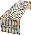 Mid Century Table Runner, Modern Style Retro Pattern Droplet Shapes Mosaic Tones Pattern Print for Home Kitchen Table Decor Dining Coffee Room Party Decor 13x90in