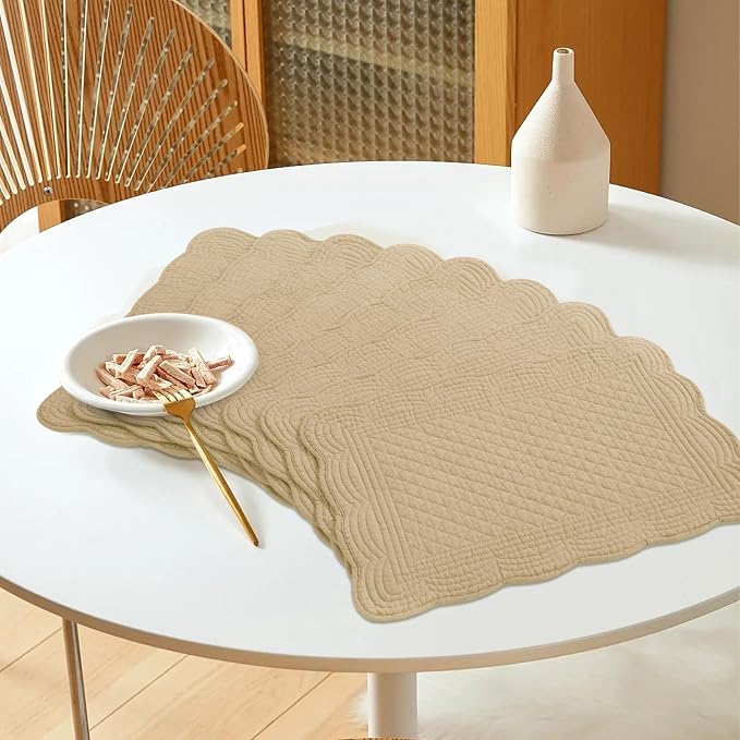 HOMBYS Quilted Placemats Set of 6 Washable-13x18 inches Rectangular Placemats - Image 8